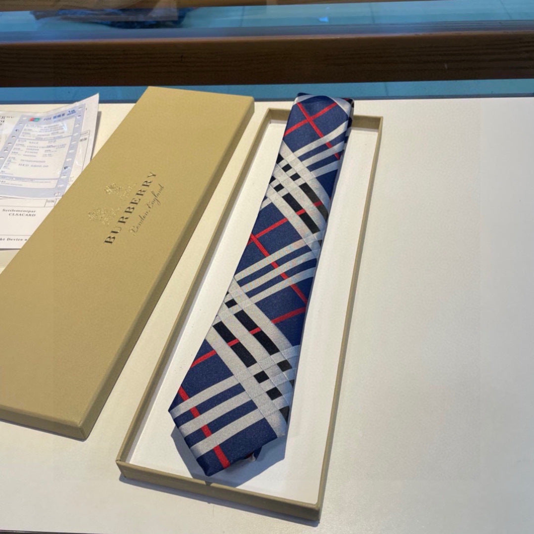 Burberry Style Men's Classic Check Silk Tie