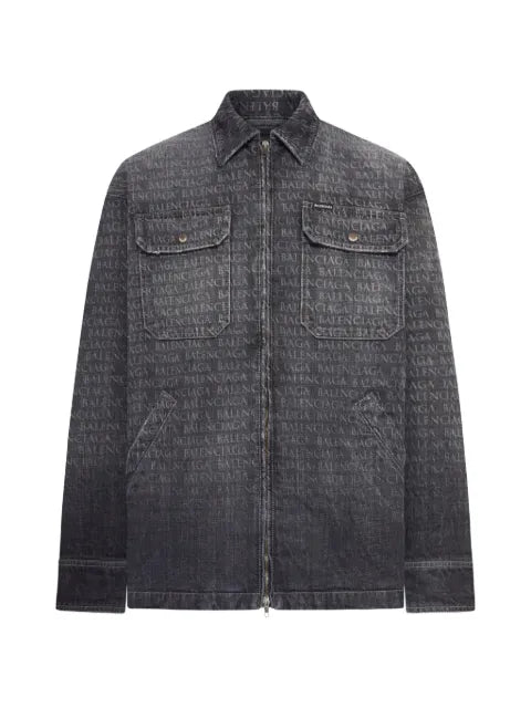 Balenciaga chest pockets logo print shirt jacket