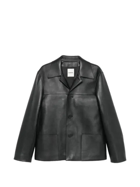 SANDRO button-up leather jacket