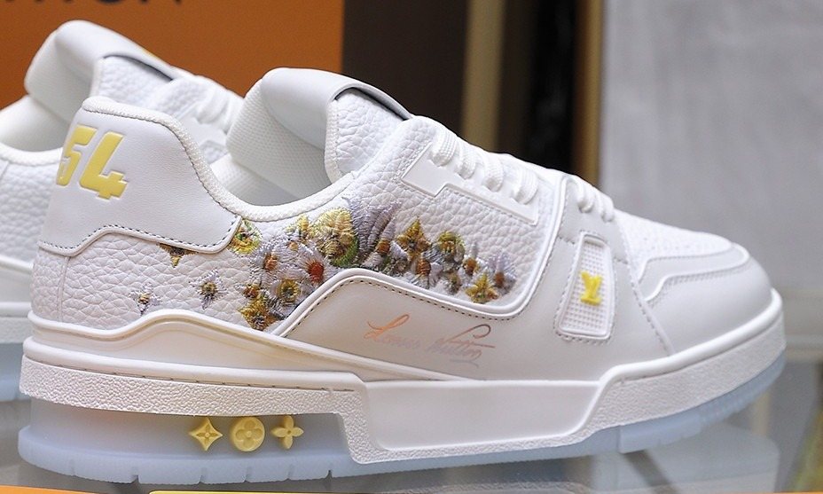 Louis Vuitton Embroidered White Low-Top Sneakers